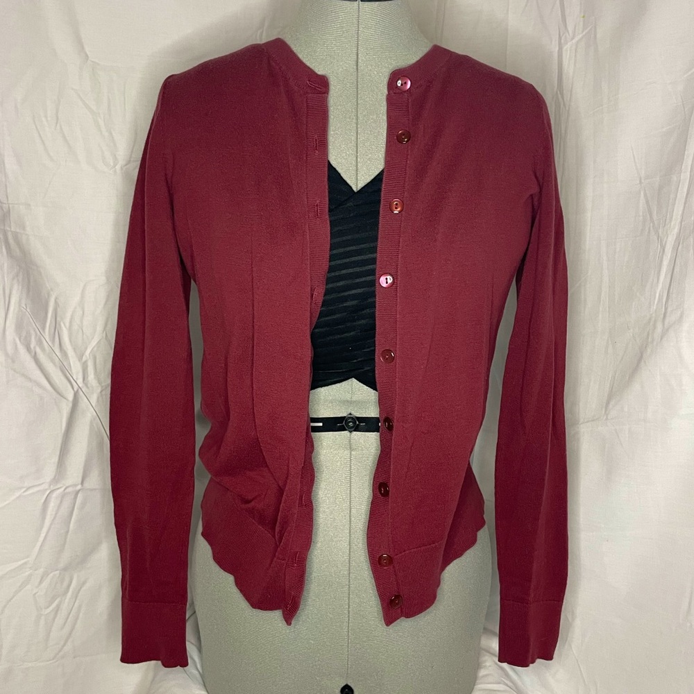 Burgundy button up cardigan